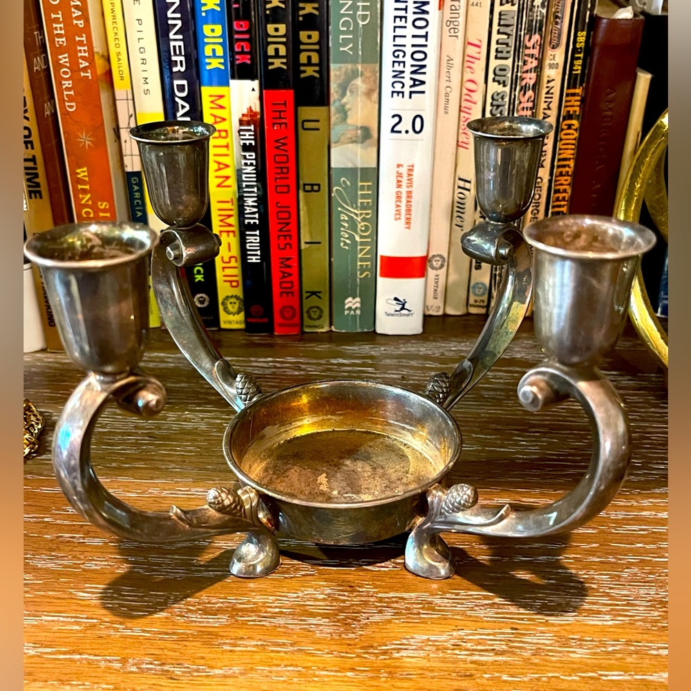 VTG Reed & Barton Epergne Candelabra Silver-Plate Centerpiece Candle Holder MCM